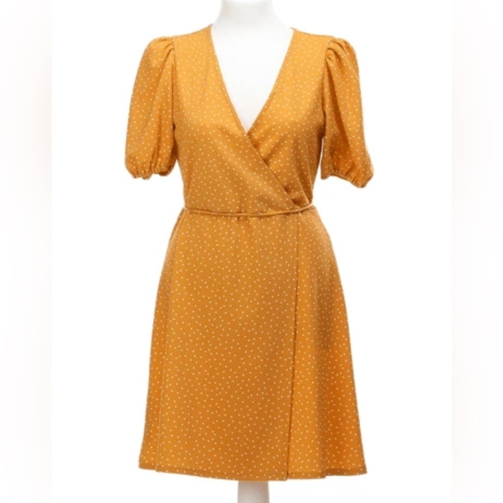 Mango Mustard Polka Dot Midi Dress